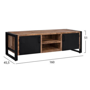 ΕΠΙΠΛΟ TV TURNER HM8189 ΜΕΤΑΛΛΟ ΚΑΙ ΜΑΣΙΦ ΞΥΛΟ MANGO ΦΥΣΙΚΟ 160X45,5Χ51