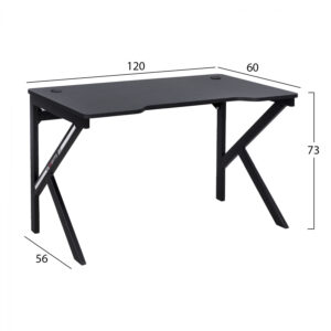 ΓΡΑΦΕΙΟ GAMING PRO ODIN 120X60X73 ΜΕ ΜΑΥΡΟ ΜΕΤΑΛΛΙΚΟ ΣΚΕΛΕΤΟ HM8565