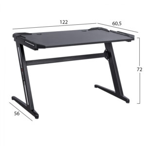 ΓΡΑΦΕΙΟ GAMING PRO PECADO 122×60,5×72 ΜΕ RGB LED ΚΑΙ ΜΑΥΡΟ ΜΕΤΑΛΛΙΚΟ ΣΚΕΛΕΤΟ HM8566