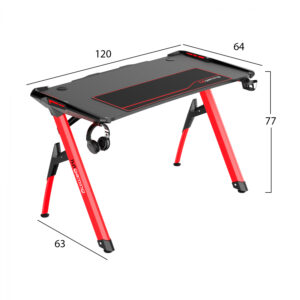 ΓΡΑΦΕΙΟ GAMING PRO IMPALA RGB LED ΚΟΚΚΙΝΟ ΠΟΔΙ ΜΕ ΜΑΥΡΗ CARBON ΕΠΙΦΑΝΕΙΑ HM8568 120X64X77Υ εκ.