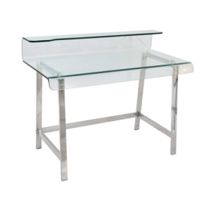 ΓΡΑΦΕΙΟ ΓΥΑΛΙΝΟ VARUM ΜΕ ΣΚΕΛΕΤΟ ΧΡΩΜΙΟΥ HM8094 110X56X90Υεκ.