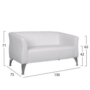 ΚΑΝΑΠΕΣ 2ΘΕΣΙΟΣ KIANA HM3122.22 ΜΕ ΛΕΥΚΟ PU 130x75x71 εκ.