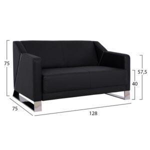 ΚΑΝΑΠΕΣ 2ΘΕΣΙΟΣ KIZZY HM3123.21 ΜΕ ΜΑΥΡΟ PU 128x75x75 εκ.