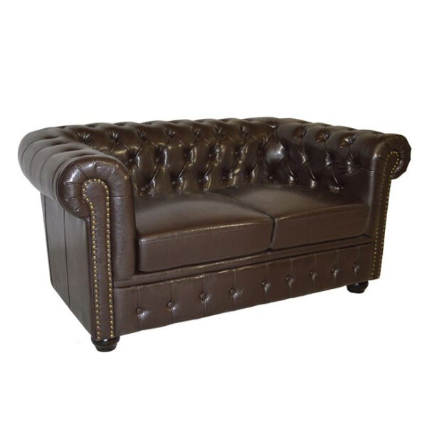 Sofa 2 seater Chesterfield type HM3010.01 dark brown Faux Leather 155x90x73 cm