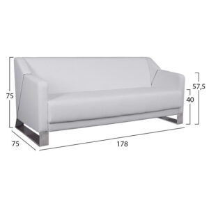 ΚΑΝΑΠΕΣ 3ΘΕΣΙΟΣ KIZZY HM3123.32 ΜΕ ΛΕΥΚΟ PU 178x75x75 εκ.