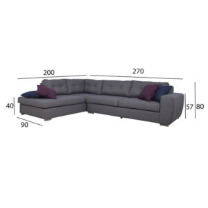 ΚΑΝΑΠΕΣ ΓΩΝΙΑ ΕΦΕΣΣΟΣ ΓΚΡΙ 200x270x80 εκ. HM3108