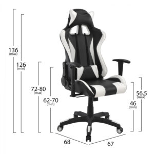 ΚΑΡΕΚΛΑ ΓΡΑΦΕΙΟΥ GAMING HM1062.04 SPEED ΜΑΥΡΟ ΛΕΥΚΟ PU 68,5×71,5×133,5 cm