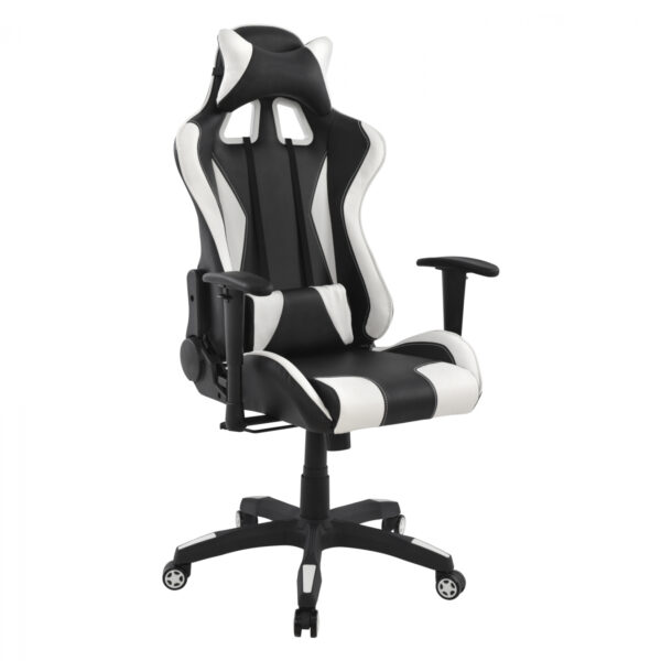 ΚΑΡΕΚΛΑ ΓΡΑΦΕΙΟΥ GAMING HM1062.04 SPEED ΜΑΥΡΟ ΛΕΥΚΟ PU 68,5×71,5×133,5 cm