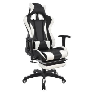 ΚΑΡΕΚΛΑ ΓΡΑΦΕΙΟΥ GAMING HM1063.04 SPEED ΜΑΥΡΟ ΛΕΥΚΟ ΜΕ ΥΠΟΠΟΔΙΟ 68,5×71,5×133,5 cm