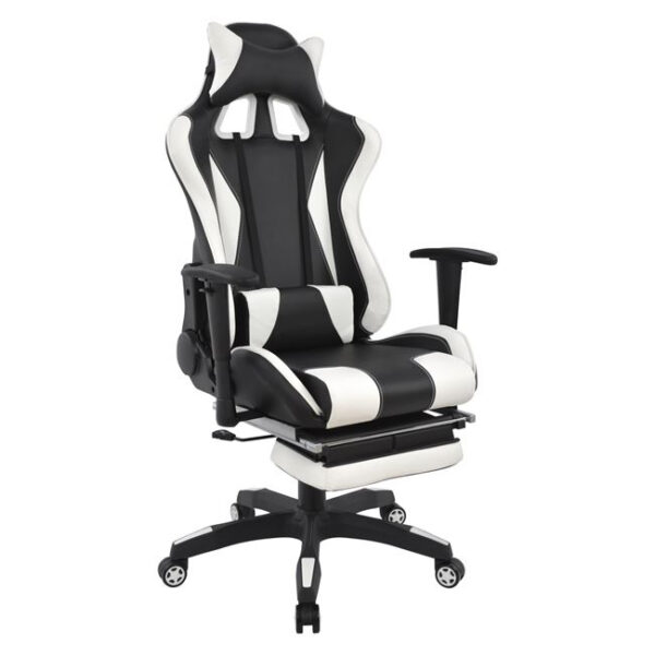 ΚΑΡΕΚΛΑ ΓΡΑΦΕΙΟΥ GAMING HM1063.04 SPEED ΜΑΥΡΟ ΛΕΥΚΟ ΜΕ ΥΠΟΠΟΔΙΟ 68,5×71,5×133,5 cm