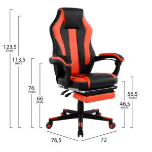 ΚΑΡΕΚΛΑ ΓΡΑΦΕΙΟΥ GAMING HM1064.01 SPEED ΜΑΥΡΟ ΚΟΚΚΙΝΟ & ΥΠΟΠΟΔΙΟ 72×76,5×123,5 cm