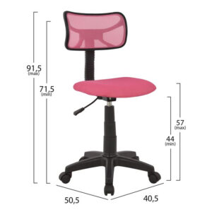 Office chair HM1026.05 pink with mesh fabric 40,5×50,5×91,5 cm.