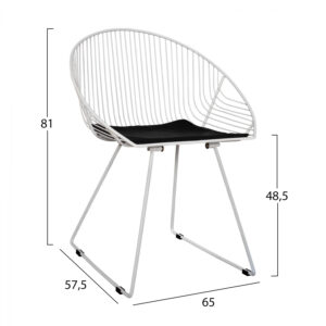 ΚΑΡΕΚΛΑ ΜΕΤΑΛΛΙΚΗ CURVE 65×57,5×81 εκ. HM5466.02 ΣΕ ΛΕΥΚΟ ΧΡΩΜΑ