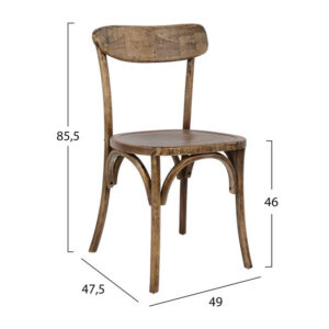 ΚΑΡΕΚΛΑ ΞΥΛΙΝΗ KAIA ANTIQUE ΦΥΣΙΚΟ HM0179.01 ΜΕ ΞΥΛΙΝΟ ΠΑΤΟ 49×47,5×85,5 εκ.