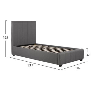ΚΡΕΒΑΤΙ BECCY 90×200 εκ. ΜΕ ΥΦΑΣΜΑ DARK GREY HM586.05