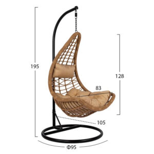 ΚΡΕΜΑΣΤΗ ΠΟΛΥΘΡΟΝΑ ΦΩΛΙΑ LUCIA HM5676.01 ΜΕ WICKER & ΜΑΞΙΛΑΡΙΑ ΜΠΕΖ Φ95Χ195Υ εκ.