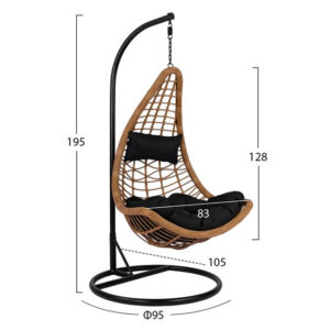 ΚΡΕΜΑΣΤΗ ΠΟΛΥΘΡΟΝΑ ΦΩΛΙΑ LUCIA HM5676.04 ΜΕ ΜΠΕΖ WICKER & ΜΑΥΡΑ ΜΑΞΙΛΑΡΙΑ Φ95Χ195Υ εκ.