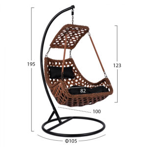 ΚΡΕΜΑΣΤΗ ΠΟΛΥΘΡΟΝΑ ΦΩΛΙΑ FINLEY HM5678 ΜΕ ΚΑΦΕ WICKER & ΜΑΥΡΑ ΜΑΞΙΛΑΡΙΑ Φ105Χ195Υ εκ.