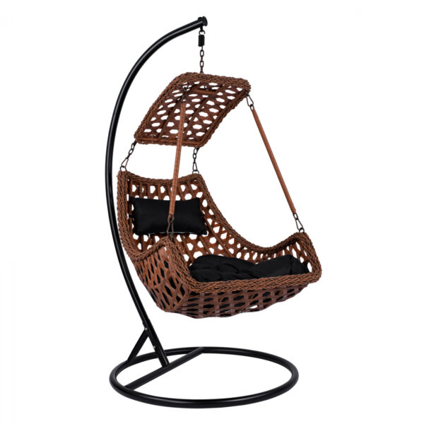 ΚΡΕΜΑΣΤΗ ΠΟΛΥΘΡΟΝΑ ΦΩΛΙΑ FINLEY HM5678 ΜΕ ΚΑΦΕ WICKER & ΜΑΥΡΑ ΜΑΞΙΛΑΡΙΑ Φ105Χ195Υ εκ.