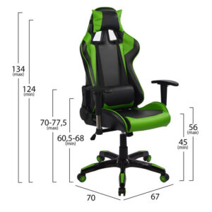 ΠΟΛΥΘΡΟΝΑ GAMING RACING HM1056.03 ΜΑΥΡΟ – ΠΡΑΣΙΝΟ PU 67x70x134 εκ.