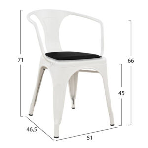 ΠΟΛΥΘΡΟΝΑ  ΜΕΤΑΛΛΙΚΗ MELITA  MILK WHITE ΜΕ ΜΑΥΡΟ ΚΑΘΙΣΜΑ HM10238 51×46,5×71 cm