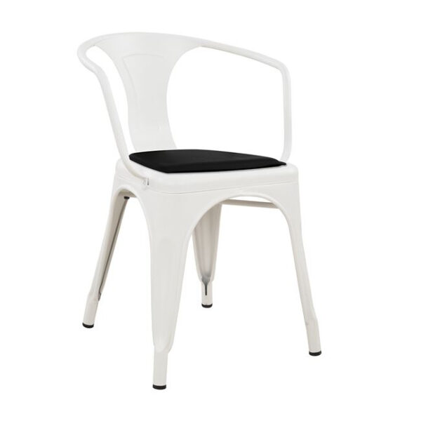 ΠΟΛΥΘΡΟΝΑ  ΜΕΤΑΛΛΙΚΗ MELITA  MILK WHITE ΜΕ ΜΑΥΡΟ ΚΑΘΙΣΜΑ HM10238 51×46,5×71 cm
