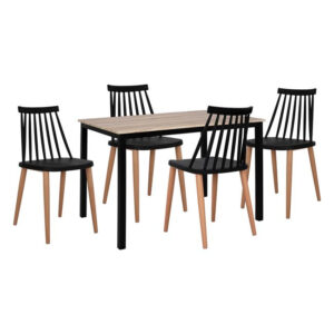 ΣΕΤ 5 ΤΜΧ ΤΡΑΠΕΖΙ 110x70x76 cm SONAMA ΜΕ ΜΑΥΡΑ ΠΟΔΙΑ & ΚΑΡΕΚΛΕΣ ΠΟΛΥΠΡΟΠΥΛΕΝΙΟΥ ΜΑΥΡΕΣ HM11010