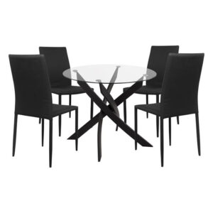 ΣΕΤ 5ΤΜΧ ΤΡΑΠΕΖΙ 42,5x50x92 cm & ΚΑΡΕΚΛΕΣ TETA ΣΕ ΜΑΥΡΟ ΧΡΩΜΑ HM11073