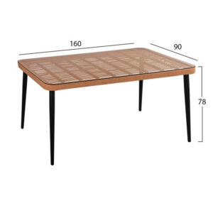 ΣΕΤ 7ΤΜΧ ALLEGRA WICKER ΜΕ ΤΡΑΠΕΖΙ 160X90X78Υ ΜΠΕΖ & ΜΑΥΡΟ ΧΡΩΜΑ HM10494
