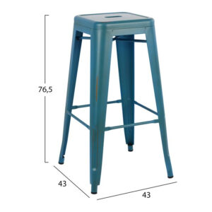ΣΚΑΜΠΩ BAR ΜΕΤΑΛΛΙΚΟ HM0020.88 MELITA ΣΕ ΜΠΛΕ ΠΑΤΙΝΑ 43X43X76,5εκ