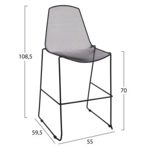 ΣΚΑΜΠΩ BAR ΜΕΤΑΛΛΙΚΟ ΜΑΥΡΟ MESH BERENICE HM8012.01 55×59,5×108,5 cm