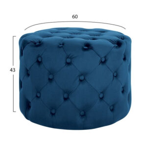 ΣΚΑΜΠΟ KASSIE ΜΠΛΕ ΒΕΛΟΥΔΟ ΤΥΠΟΥ CHESTERFIELD HM8406.08 Φ60Χ43Υ εκ.