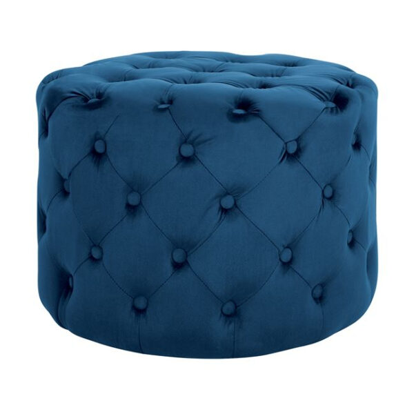 ΣΚΑΜΠΟ KASSIE ΜΠΛΕ ΒΕΛΟΥΔΟ ΤΥΠΟΥ CHESTERFIELD HM8406.08 Φ60Χ43Υ εκ.
