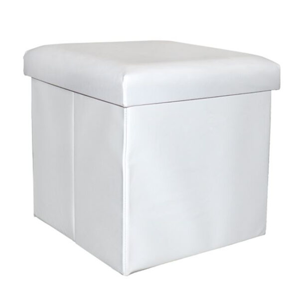 Stool PU with Storage space Alex dark white 38x38x38cm HM227.02