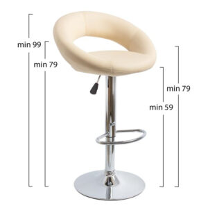 Bar Stool Rea HM203.02 with gas lift and cream PU 54x40x99cm