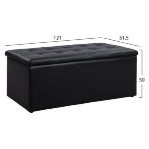 ΣΚΑΜΠΟ PU ΜΕ ΑΠΟΘΗΚΕΥΤΙΚΟ ΧΩΡΟ TRISCUBE ΜΑΥΡΟ HM223.01 121×51.5×50Υ εκ.