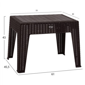 ΤΡΑΠΕΖΑΚΙ ΠΟΛΥΠΡΟΠΥΛΕΝΙΟΥ RATTAN HM5599.03 ΣΕ ΚΑΦΕ ΑΠΟΧΡΩΣΗ 61×45,5×43 εκ.