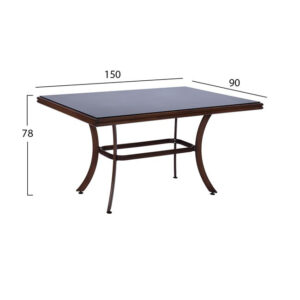 ΤΡΑΠΕΖΙ ΑΛΟΥΜΙΝΙΟΥ 150X90X78 BAMBOO LOOK HM5567.03 ΚΑΦΕ ΜΕ ΓΥΑΛΙ