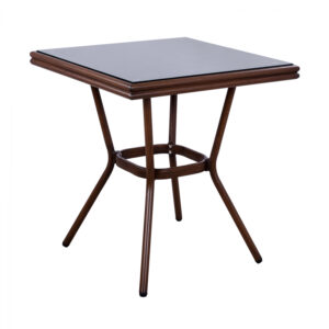 ΤΡΑΠΕΖΙ ΑΛΟΥΜΙΝΙΟΥ HARLOW 70X70X76 BAMBOO LOOK HM5568.01 ΛΕΥΚΗ ΠΑΤΙΝΑ ΜΕ ΓΥΑΛΙ