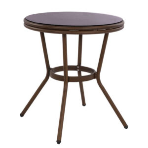 ΤΡΑΠΕΖΙ ΑΛΟΥΜΙΝΙΟΥ MOSES Φ70 BAMBOO LOOK HM5532.02 ΜΑΥΡΟ ΜΕ ΓΥΑΛΙ Φ70X76 εκ