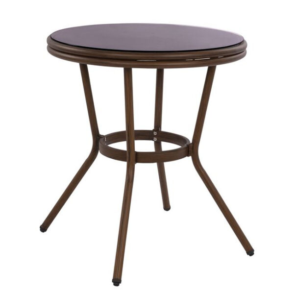 ΤΡΑΠΕΖΙ ΑΛΟΥΜΙΝΙΟΥ MOSES Φ70 BAMBOO LOOK HM5532.02 ΜΑΥΡΟ ΜΕ ΓΥΑΛΙ Φ70X76 εκ