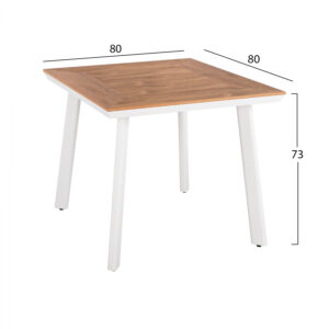 ΤΡΑΠΕΖΙ ΑΛΟΥΜΙΝΙΟΥ RACHAEL ΛΕΥΚΟ ΜΕ ΕΠΙΦΑΝΕΙΑ POLYWOOD HM5563.01 80x80x73Υ ΕΚ.
