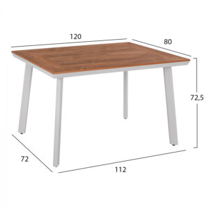 ΤΡΑΠΕΖΙ ΑΛΟΥΜΙΝΙΟΥ RAHIMA ΜΕ POLYWOOD ΛΕΥΚΟ 120x80x72,5Υ εκ. HM5562.01