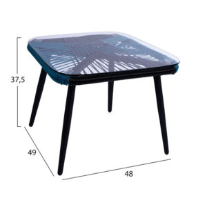 ΤΡΑΠΕΖΙ ΜΕΤΑΛΛΙΚΟ HM5497 ΜΕ WICKER ΣΕ ΜΠΛΕ & ΜΑΥΡΟ 48x49x37,5 εκ.