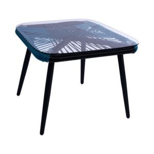 ΤΡΑΠΕΖΙ ΜΕΤΑΛΛΙΚΟ HM5497 ΜΕ WICKER ΣΕ ΜΠΛΕ & ΜΑΥΡΟ 48x49x37,5 εκ.