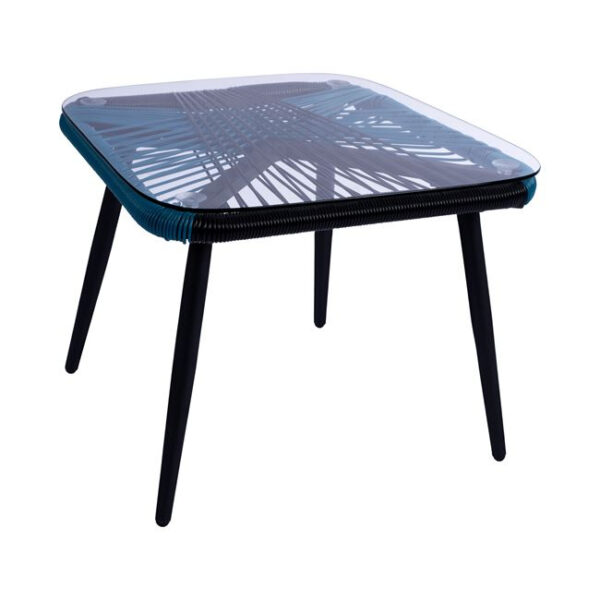 ΤΡΑΠΕΖΙ ΜΕΤΑΛΛΙΚΟ HM5497 ΜΕ WICKER ΣΕ ΜΠΛΕ & ΜΑΥΡΟ 48x49x37,5 εκ.