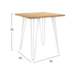 ΤΡΑΠΕΖΙ ΜΕΤΑΛΛΙΚΟ MILK WHITE ΚΑΙ ΦΥΣΙΚO ΞΥΛΟ HM0605.21 70x70x76