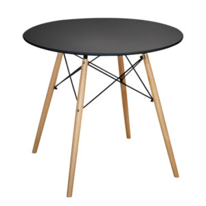 ΤΡΑΠΕΖΙ MINIMAL HM0059.02 ΜΑΥΡΟ Φ80×74.5εκ ΜΕ ΞΥΛΙΝΑ ΠΟΔΙΑ ΟΞΙΑ