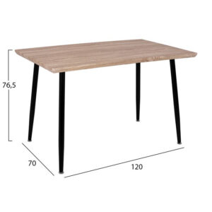 ΤΡΑΠΕΖΙ ΤΡΑΠΕΖΑΡΙΑΣ PALOMA 120X70 SONAMA ΜΕ ΜΑΥΡΑ ΠΟΔΙΑ HM8334.01