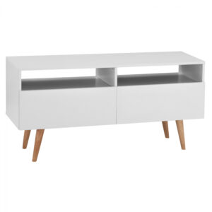 ΕΠΙΠΛΟ ΤΗΛΕΟΡΑΣΗΣ KAELIN 120X35,5XY59εκ. ΣΕ ΛΕΥΚΟ ΧΡΩΜΑ ΜΕ ΦΥΣΙΚΑ ΠΟΔΙΑ HM2299.02